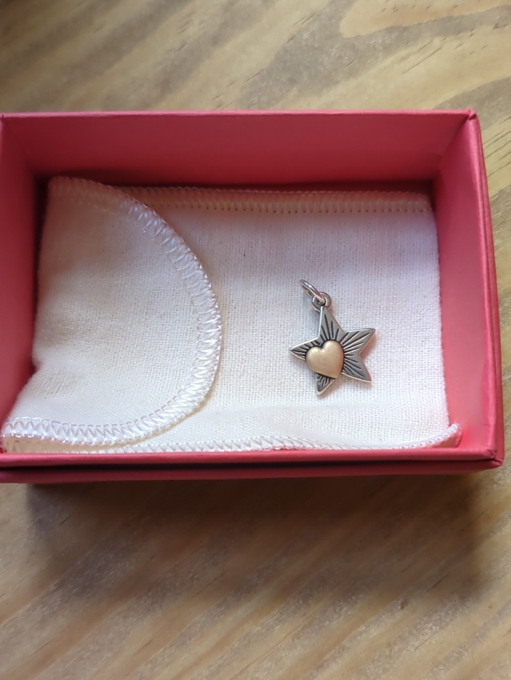 James Avery Love in the Stars Brass Heart and Silver Star Charm Pendant